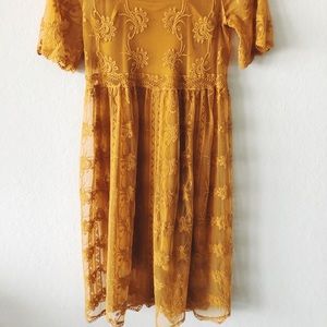 Xhilaration Mustard Lace Midi Dress